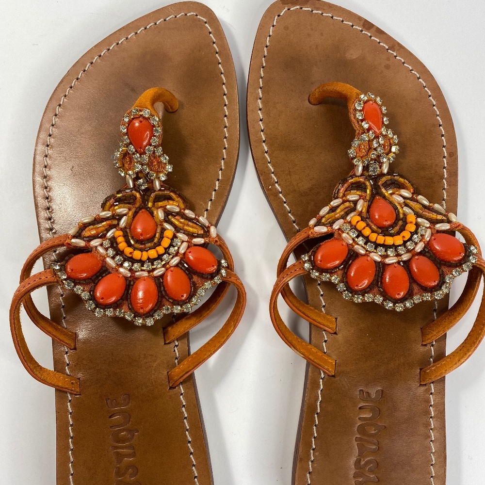 MYSTIQUE PEACOCK ORANGE SANDALS